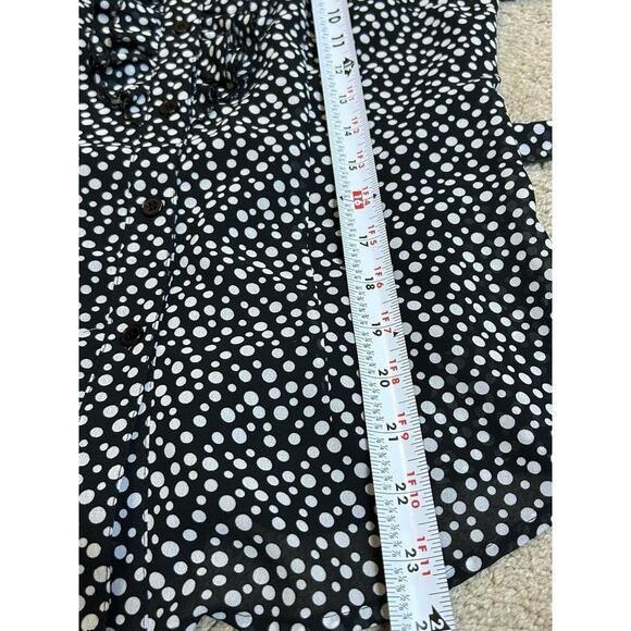 Y2K Spense Polka Dot Ruffle Trim Top Sz S Tie Waist Retro Business Office Siren - Picture 6 of 7